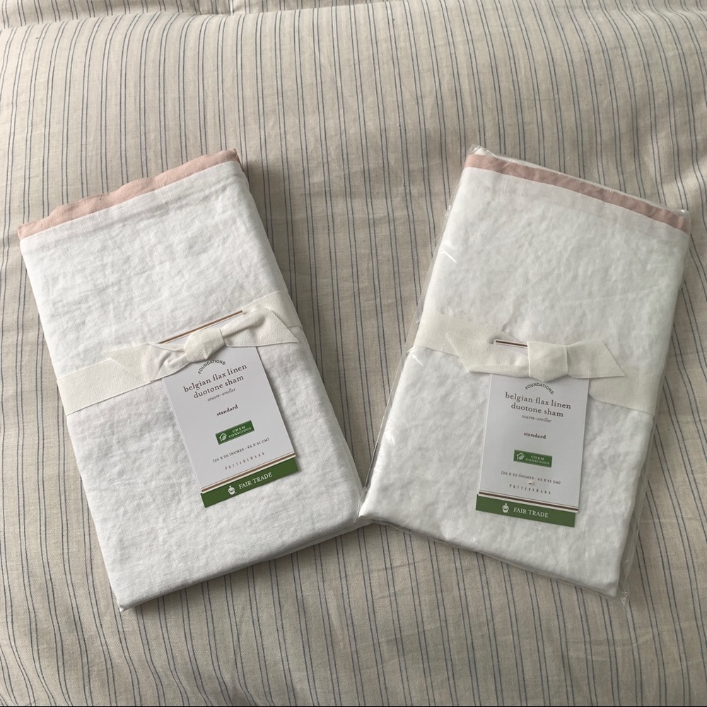 Pottery Barn Belgian Flax Linen Duotone Shams NWT